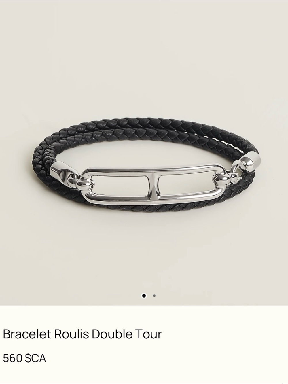 Authentic Hermes Bracelet Roulis Double Tour - Black